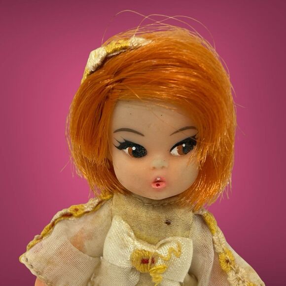 Vintage 1967 Hasbro 4” Dolly Darling Honey #8533 With Dress And Headband - Picture 6 of 16